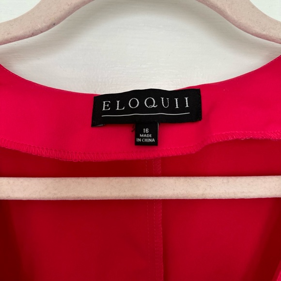 New Eloquii Red Long Sleeve Tie Waist Wrap Around Top (Size 16) - Picture 5 of 12